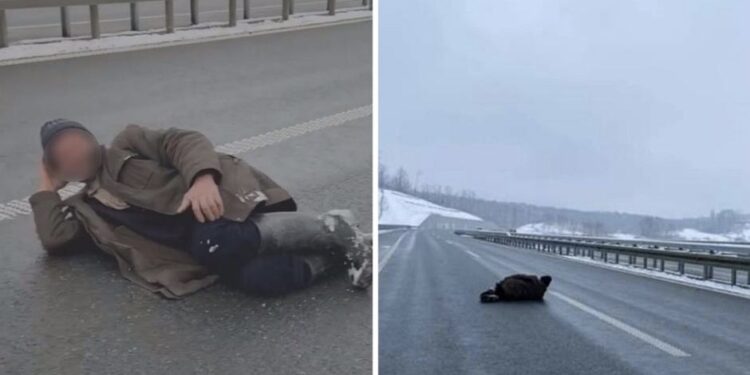 (VIDEO) Čovjek leži NASRED auto-puta “Miloš Veliki”