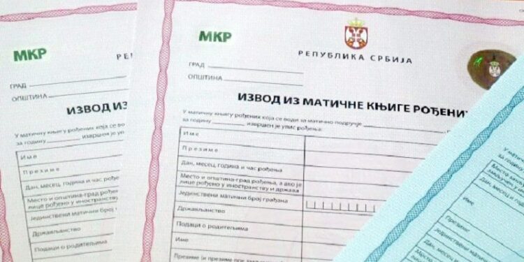 Izvode iz matičnih knjiga državljani Srbije mogu dobiti i u inostranstvu
