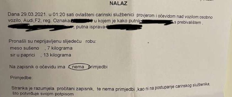 Na ulasku u Hrvatsku, Sandžaklije masovno kažnjavaju zbog suhomesnatih proizvoda