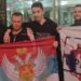 RAVNOGORSKI PIR NA AERODROMU U POGORICI: Liješević ogrnut zastavom Srbije
