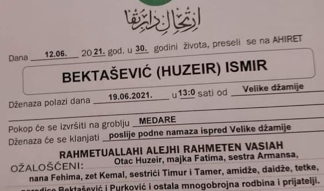 Sjenica: Dženaza Ismiru Bektaševiću koji je nastradao na radu u Njemačkoj