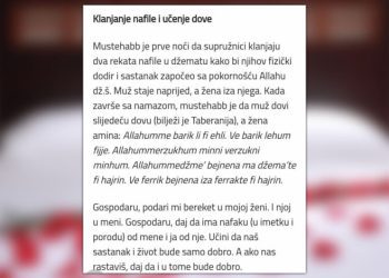 PRVA BRAČNA NOĆ – klanjanje dva rekata i učenje dove