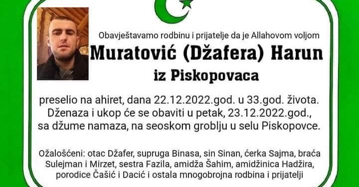 Piskopovce: Na Ahiret preselio Muratović (Džafera) Harun