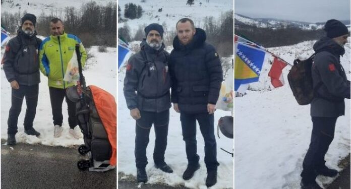 SJENIČACI DOČEKALI ENVERA KOJI JE KRENUO PJEŠKE IZ AUSTRIJE NA HADŽ