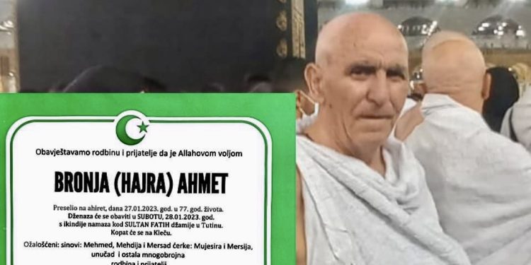 Tutin: Na ahiret preselio naš dobri hadžija Ahmet Bronja