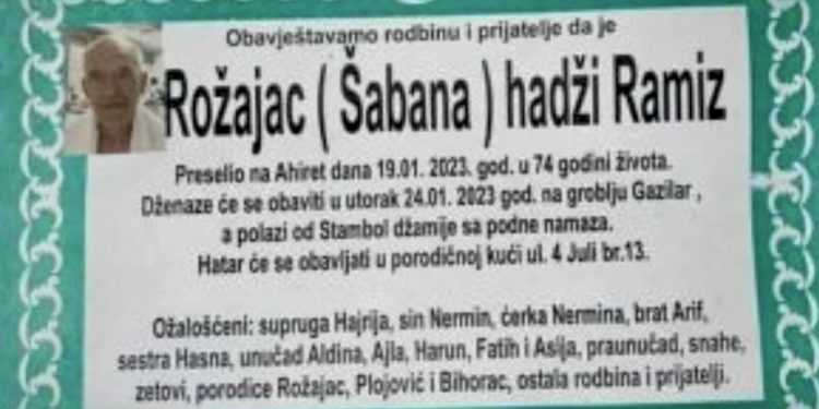 Danas dženaza tragično stradalom Ramizu Rožajcu