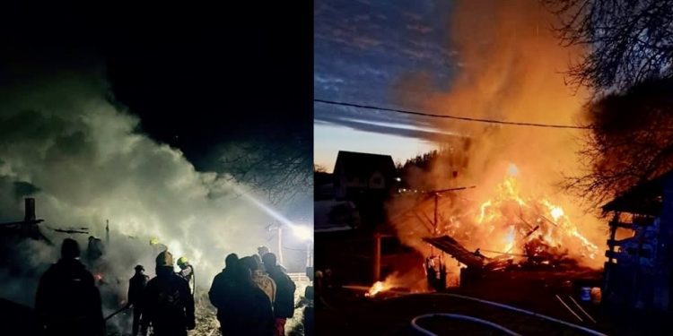 SANDŽAK: U POŽARU UNIŠTENA KROVNA KONSTRUKCIJA, SPRAT ŠTALE I 1500 BALA SIJENA