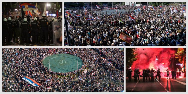MASOVNI PROTESTI U BEOGRADU: DEMONSTRANTI TRAŽE IZBORE, SUKOBI S POLICIJOM NAKON 22 SATA
