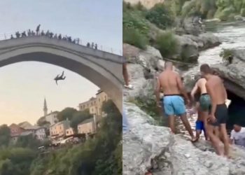 /VIDEO/ Turista skočio sa Starog mosta bez dozvole – građani Mostara reagovali fizički