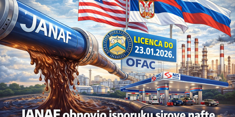 JANAF obnovio isporuku sirove nafte NIS-u nakon produženja američke licence