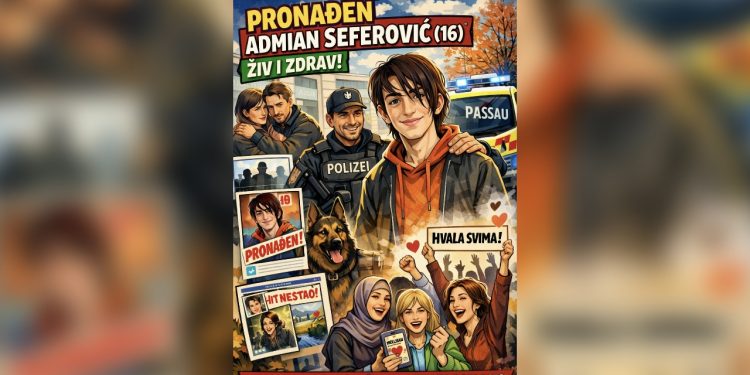 Sretan kraj potrage u Njemačkoj: Pronađen 16-godišnji Admian Seferović