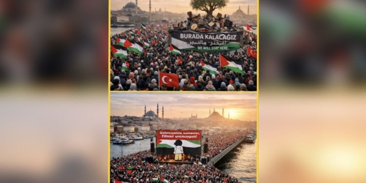 Propalestinski marš okupio više od pola miliona ljudi na Galata mostu u Istanbulu