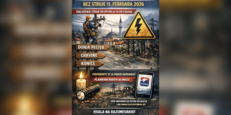 Najavljeno isključenje električne energije u Tutinu: Bez struje tri naselja 11. februara