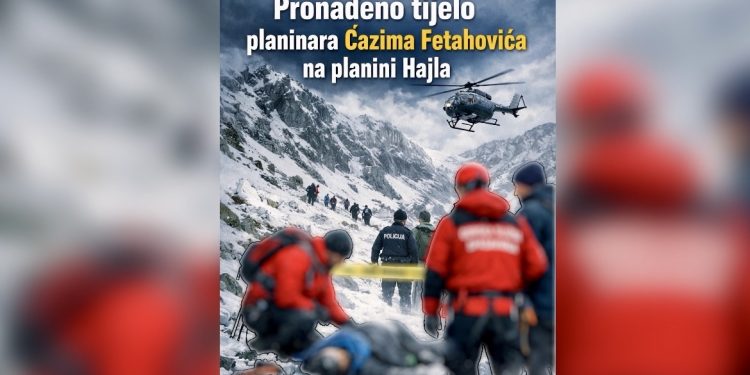 Pronađeno beživotno tijelo planinara Ćazima Fetahovića na planini Hajla