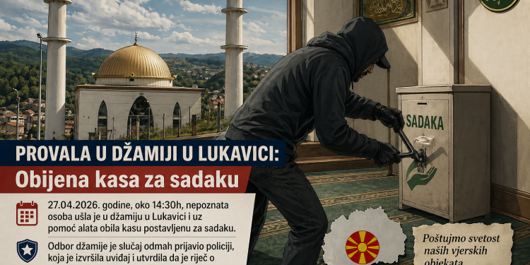 /VIDEO/ PROVALA U DŽAMIJI U LUKAVICI: Nepoznata osoba obila kasu za sadaku