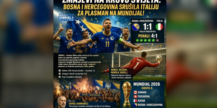 Zmajevi na krovu svijeta: Bosna i Hercegovina srušila Italiju za plasman na Mundijal!