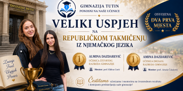Gimnazija Tutin zablistala na republičkom takmičenju iz njemačkog jezika: Dva prva mjesta za ponos cijelog Sandžaka