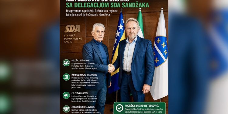 Bakir Izetbegović razgovarao sa delegacijom SDA Sandžaka o položaju Bošnjaka u regionu