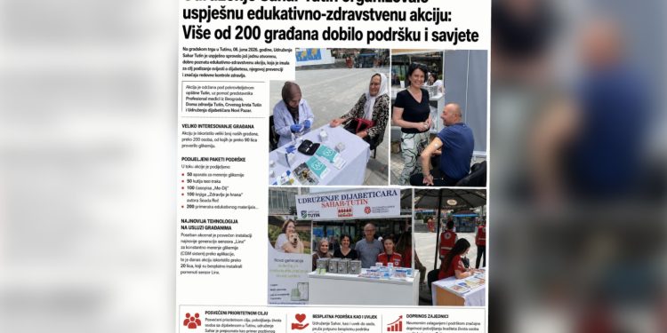 Udruženje Sahar Tutin organizovalo uspješnu edukativno-zdravstvenu akciju: Više od 200 građana dobilo podršku i savjete