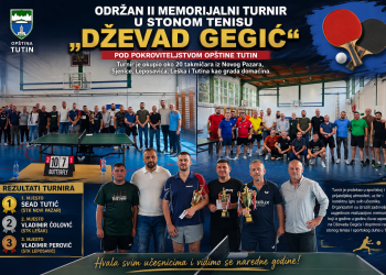 Održan II Memorijalni turnir u stonom tenisu „Dževad Gegić“ u Tutinu