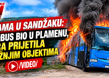Drama u Sandžaku: Autobus bio u plamenu, vatra prijetila obližnjim objektima /VIDEO/