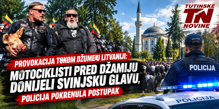 /VIDEO/ PROVOKACIJA TOKOM DŽUME U LITVANIJI: Motociklisti pred džamiju donijeli svinjsku glavu, policija pokrenula postupak