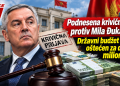 Podnesena krivična prijava protiv Mila Đukanovića: Državni budžet navodno oštećen za desetine miliona eura