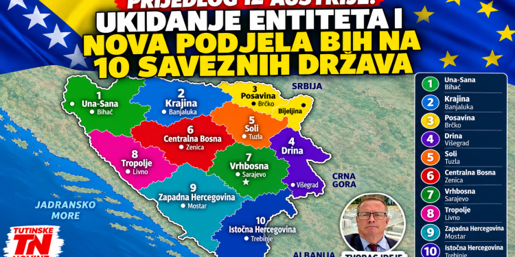 Prijedlog iz Austrije: Ukidanje entiteta i nova podjela BiH na 10 saveznih država