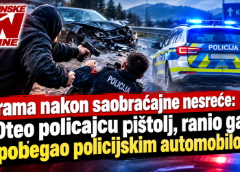Drama nakon saobraćajne nesreće: Oteo policajcu pištolj, ranio ga i pobjegao policijskim automobilom